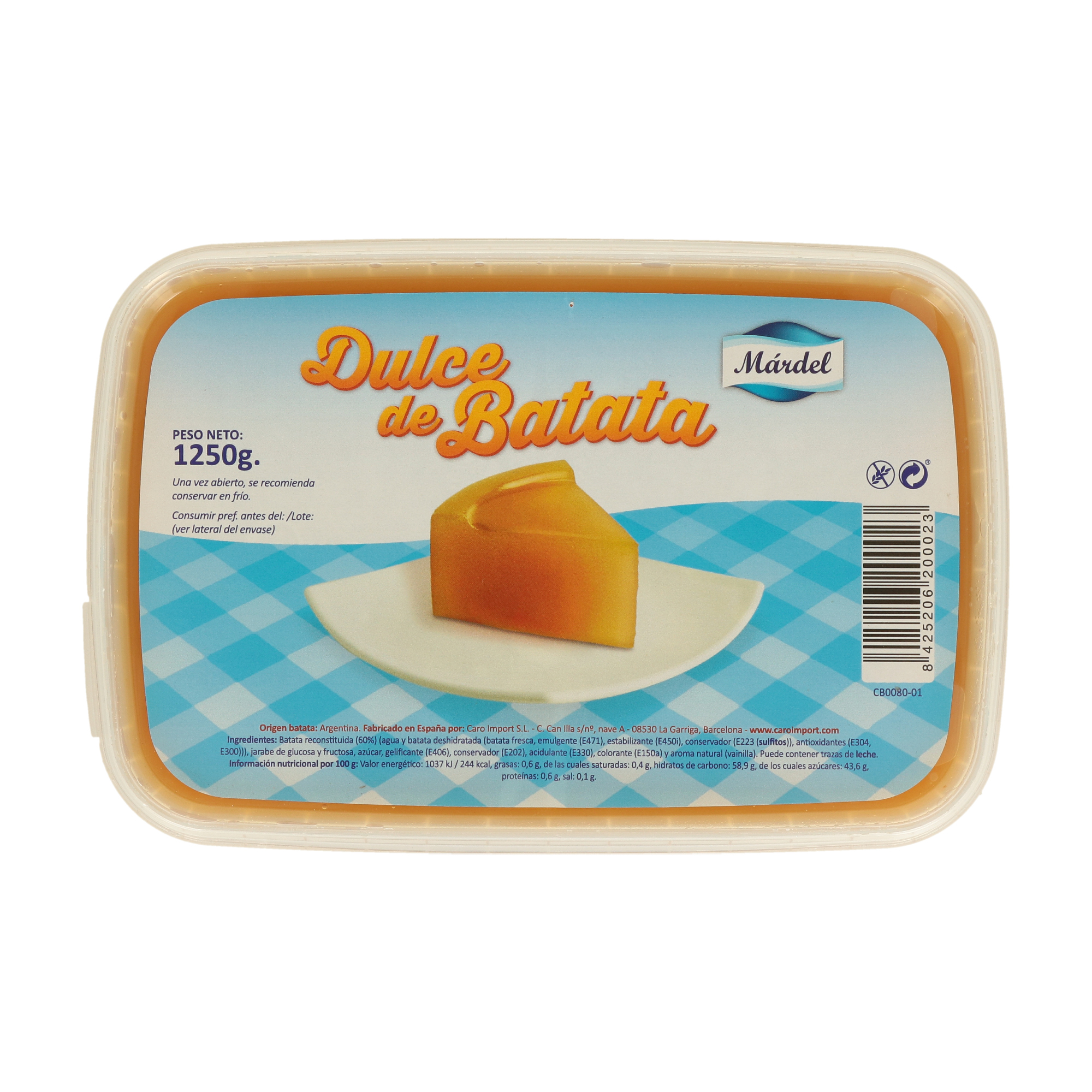 DULCE DE BATATA MARDEL x 1250 GR (CT. DA 6) DULCE DE BATATA MARDEL x 1250 GR (CT. DA 6)