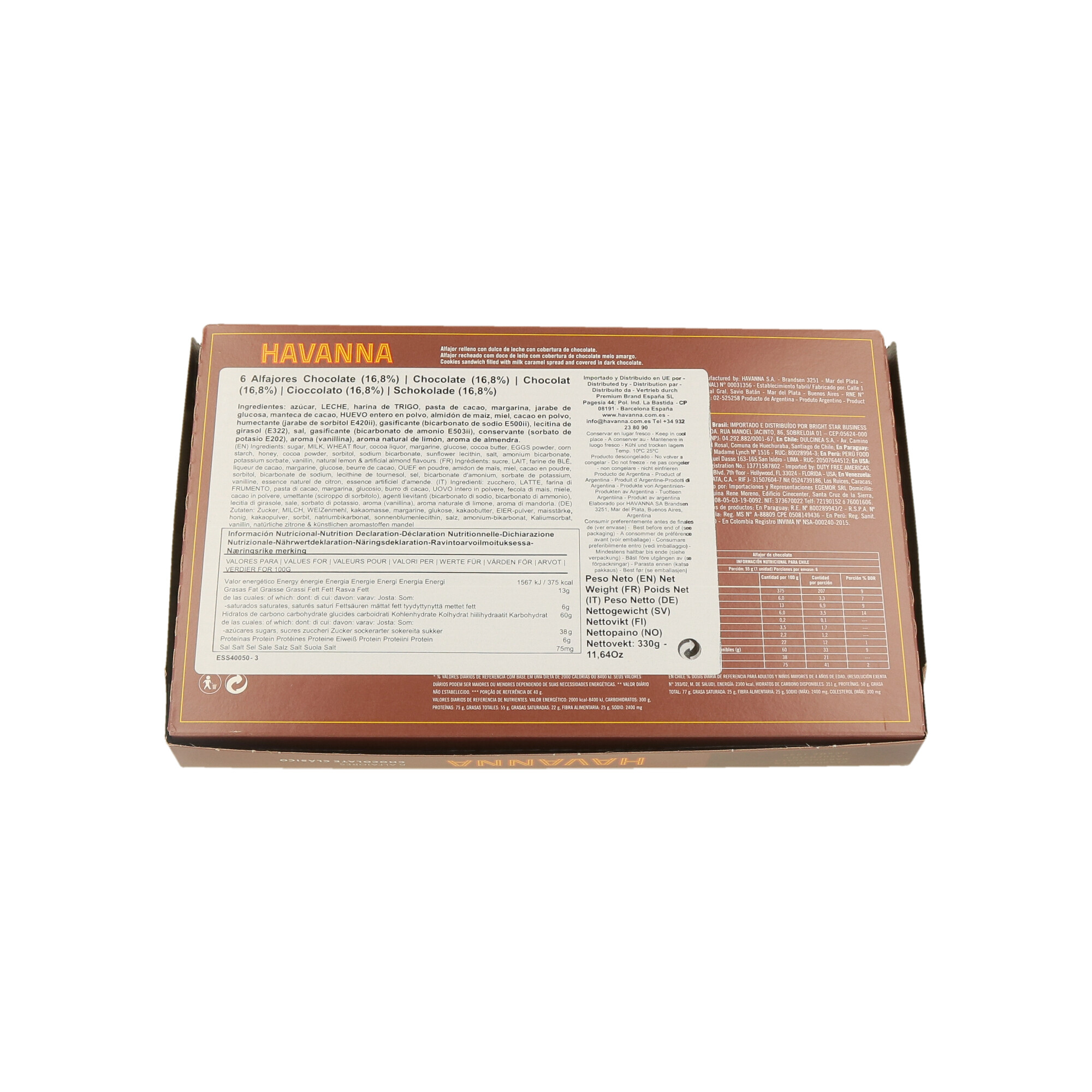 ALFAJORES DE CHOCOLATE HAVANNA 0.330 gr. (1 x 6) (CT DA 12) - 1 ALFAJORES DE CHOCOLATE HAVANNA 0.330 gr. (1 x 6) (CT DA 12) - 1