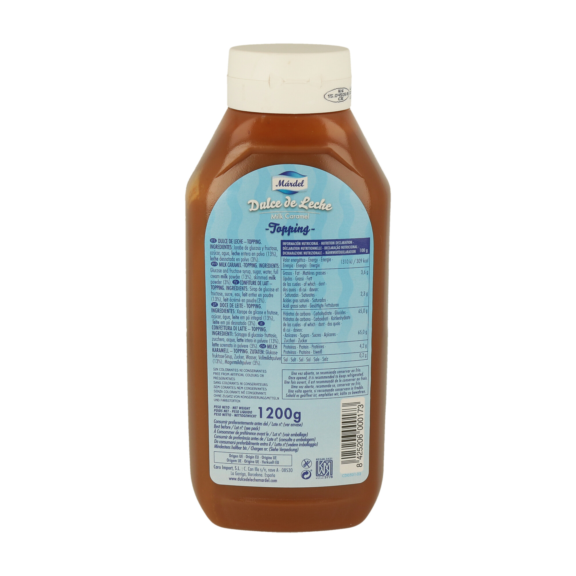 TOPPING DE DULCE DE LECHE MARDEL (1 x 1.2 kg.) CT. DA 6 - 1 TOPPING DE DULCE DE LECHE MARDEL (1 x 1.2 kg.) CT. DA 6 - 1