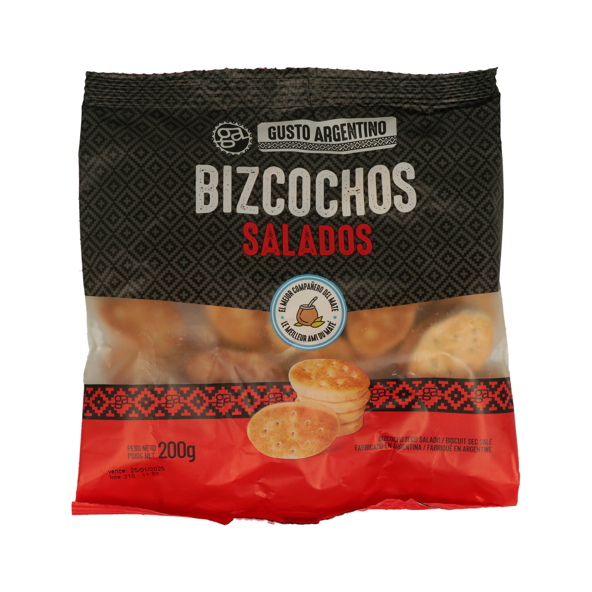 BIZCOCHOS SALADOS GUSTO ARGENTINO 1 X 200G(CT. DA 25) BIZCOCHOS SALADOS GUSTO ARGENTINO 1 X 200G(CT. DA 25)