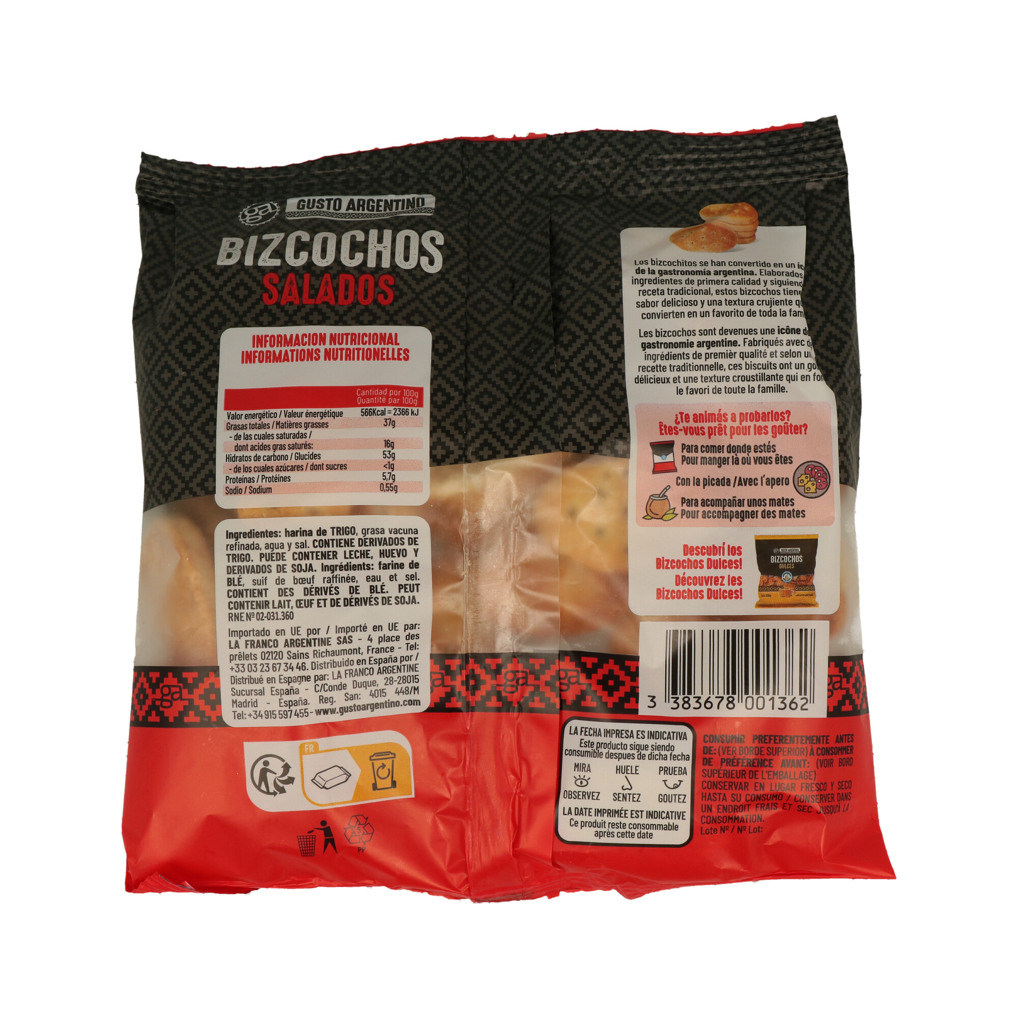 BIZCOCHOS SALADOS GUSTO ARGENTINO 1 X 200G(CT. DA 25) - 1 BIZCOCHOS SALADOS GUSTO ARGENTINO 1 X 200G(CT. DA 25) - 1